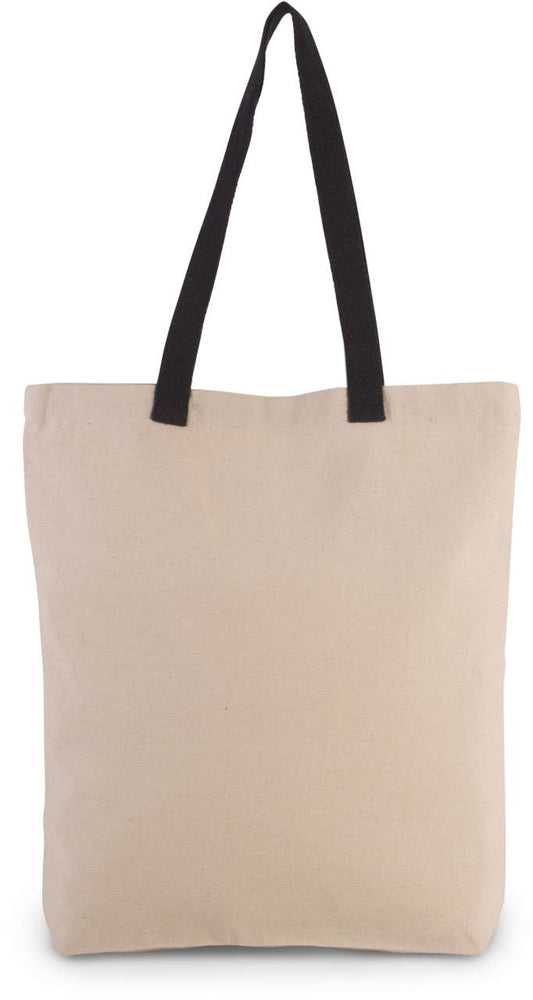 SHOPPER BAG WITH GUSSET AND CONTRAST COLOUR HANDLE - Natural/Black - Main