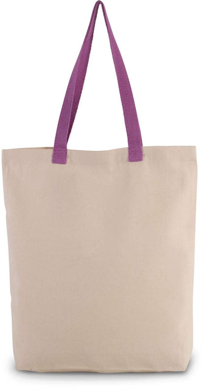 SHOPPER BAG WITH GUSSET AND CONTRAST COLOUR HANDLE - Natural/Radiant Orchid - Main