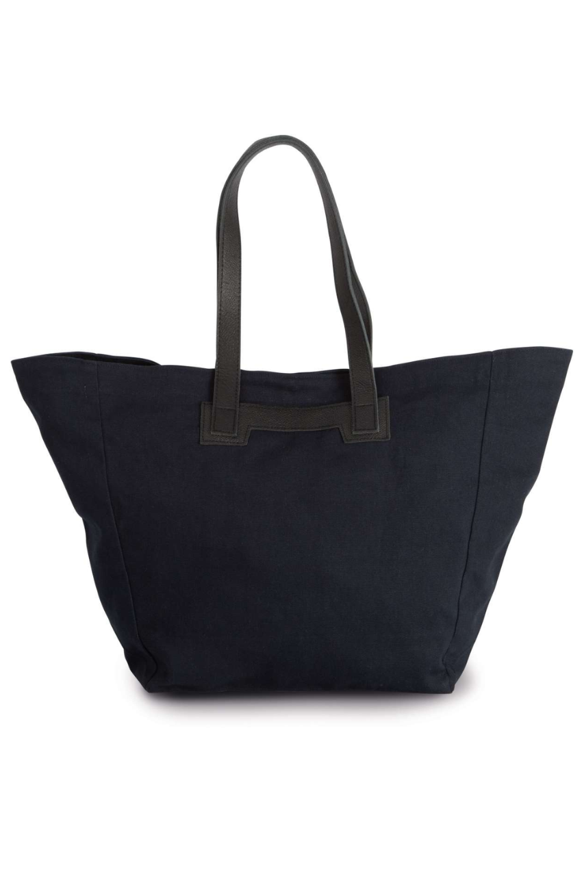 HANDBAG WITH LEATHER HANDLES - Night Navy - Model