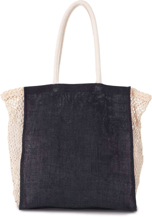 SHOPPING BAG WITH MESH GUSSET - Navy/Natural - colorimageurl