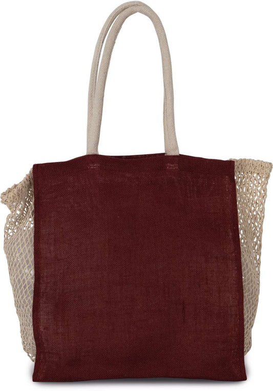 SHOPPING BAG WITH MESH GUSSET - Syrah Wine/Natural - colorimageurl