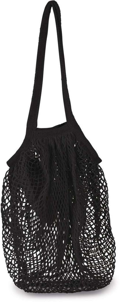 COTTON MESH GROCERY BAG - Black - colorimageurl