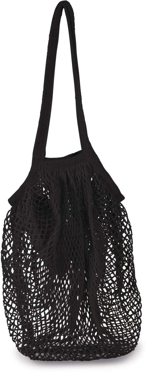 COTTON MESH GROCERY BAG - Black - colorimageurl