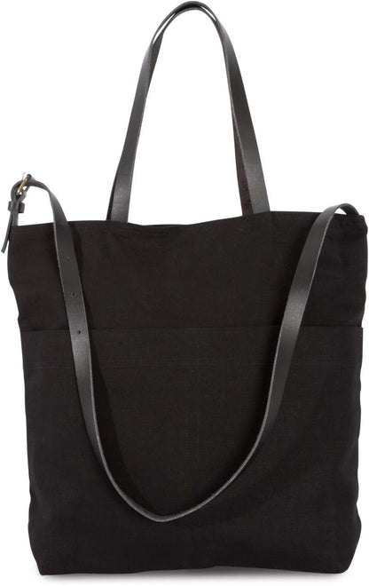 HANDBAG WITH LEATHER SHOULDER STRAP - Black - Main