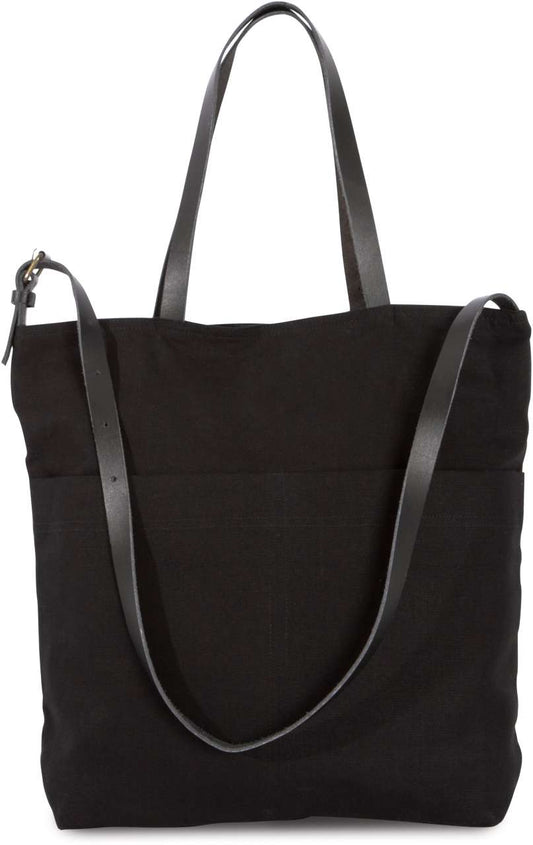 HANDBAG WITH LEATHER SHOULDER STRAP - Black - Main