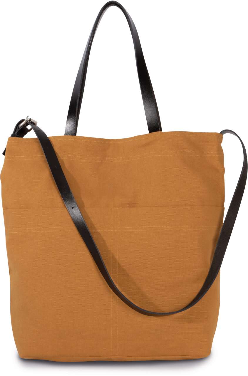 HANDBAG WITH LEATHER SHOULDER STRAP - Cumin Yellow - colorimageurl
