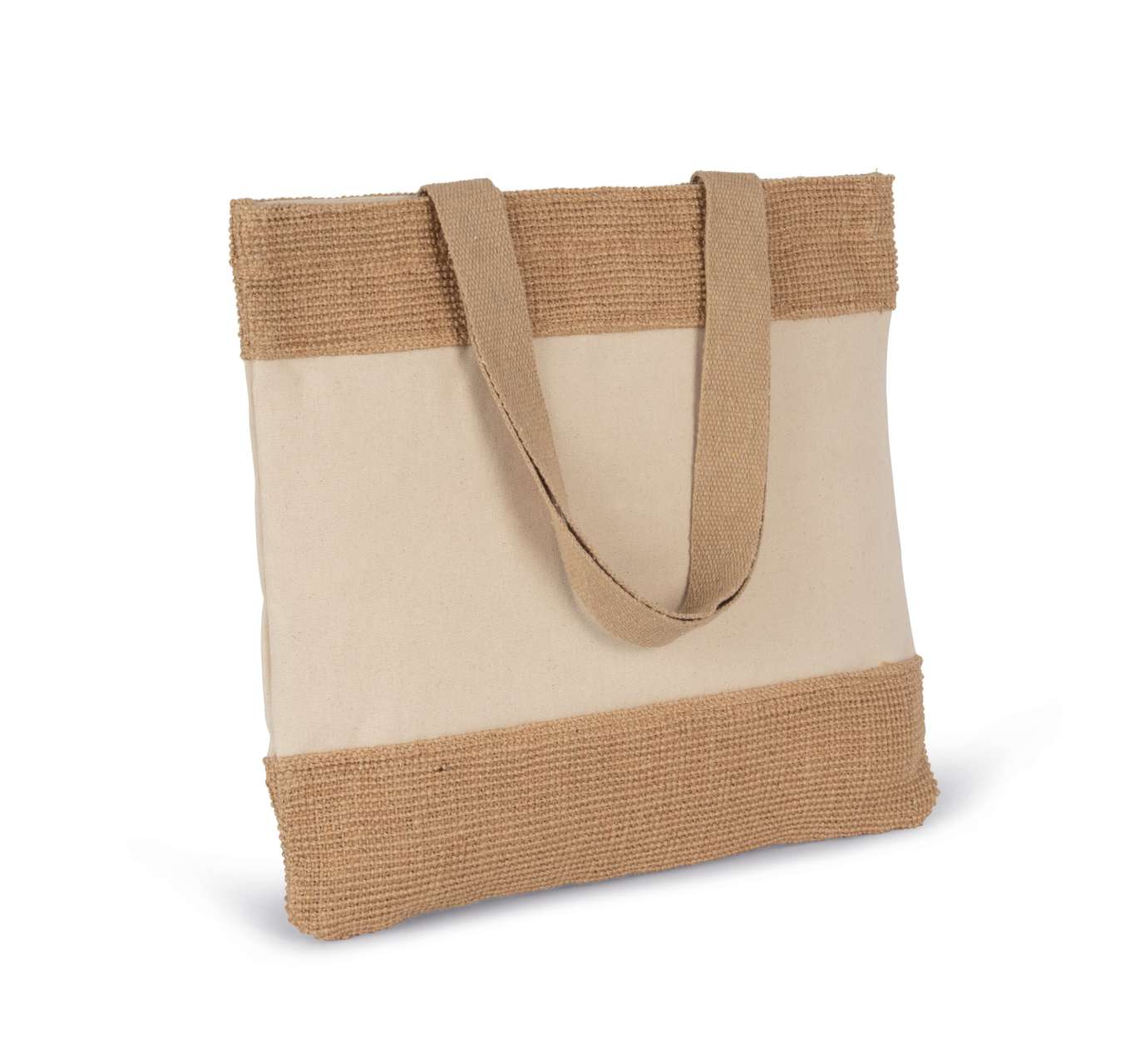 SHOPPING BAG IN COTTON AND WOVEN JUTE THREADS - Cumin Yellow/Natural - Model