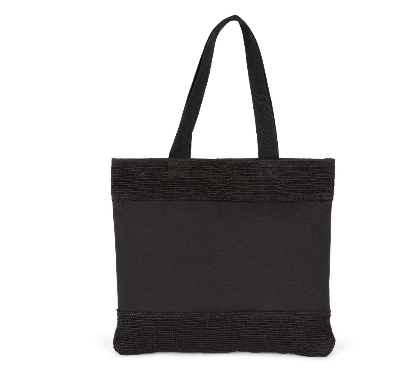 SHOPPING BAG IN COTTON AND WOVEN JUTE THREADS - Black - Main