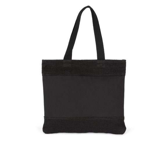 SHOPPING BAG IN COTTON AND WOVEN JUTE THREADS - Black - Main