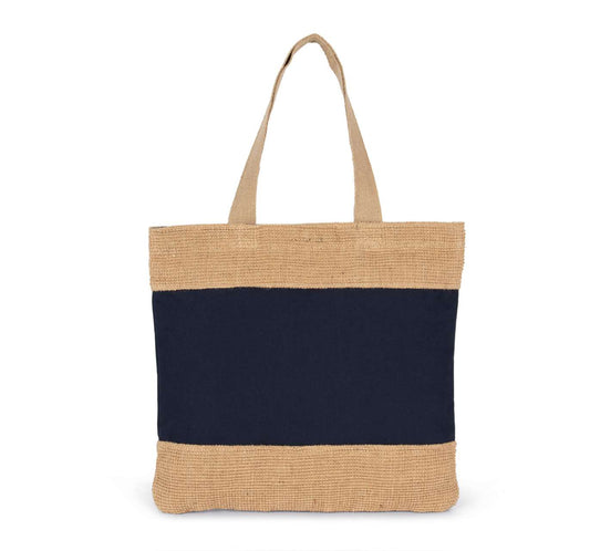 SHOPPING BAG IN COTTON AND WOVEN JUTE THREADS - Minorca Navy/Natural - Main