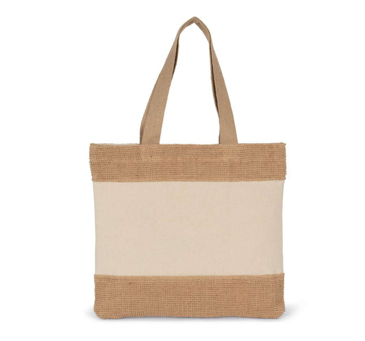 SHOPPING BAG IN COTTON AND WOVEN JUTE THREADS - Natural - Main