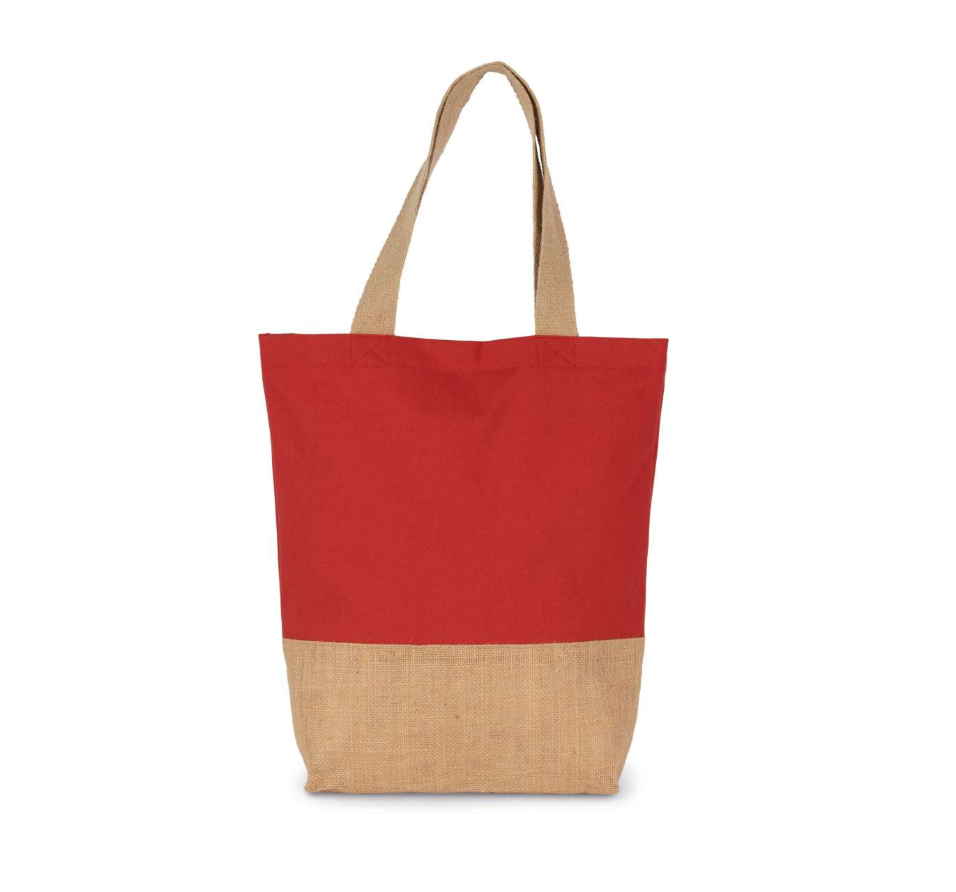 SHOPPING BAG IN COTTON AND BONDED JUTE THREADS - Arandano Red/Natural - Main