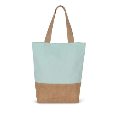 SHOPPING BAG IN COTTON AND BONDED JUTE THREADS - Ice Mint/Natural - Main