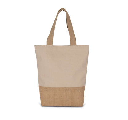 SHOPPING BAG IN COTTON AND BONDED JUTE THREADS - Light Sand/Natural - Main