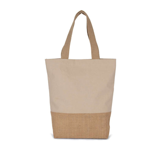 SHOPPING BAG IN COTTON AND BONDED JUTE THREADS - Light Sand/Natural - Main