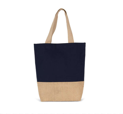 SHOPPING BAG IN COTTON AND BONDED JUTE THREADS - Minorca Navy/Natural - Main