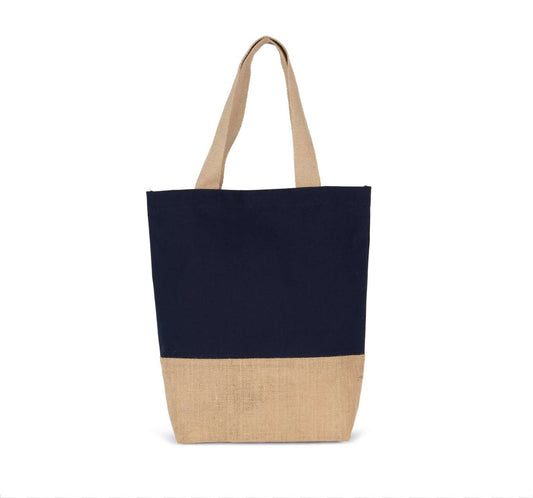 SHOPPING BAG IN COTTON AND BONDED JUTE THREADS - Minorca Navy/Natural - Main