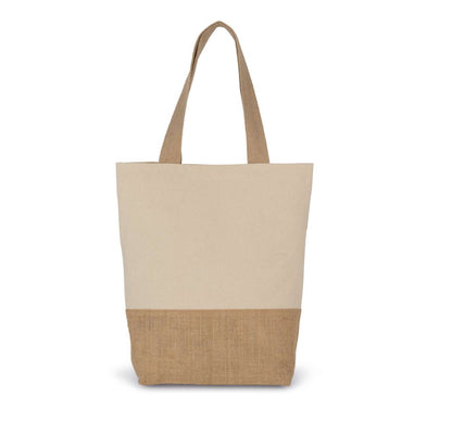 SHOPPING BAG IN COTTON AND BONDED JUTE THREADS - Natural - Main