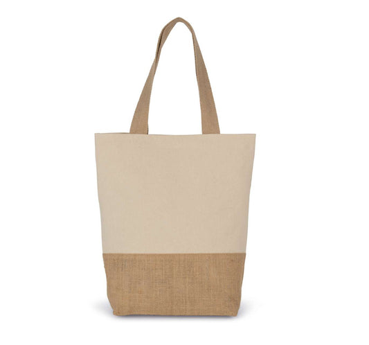 SHOPPING BAG IN COTTON AND BONDED JUTE THREADS - Natural - Main