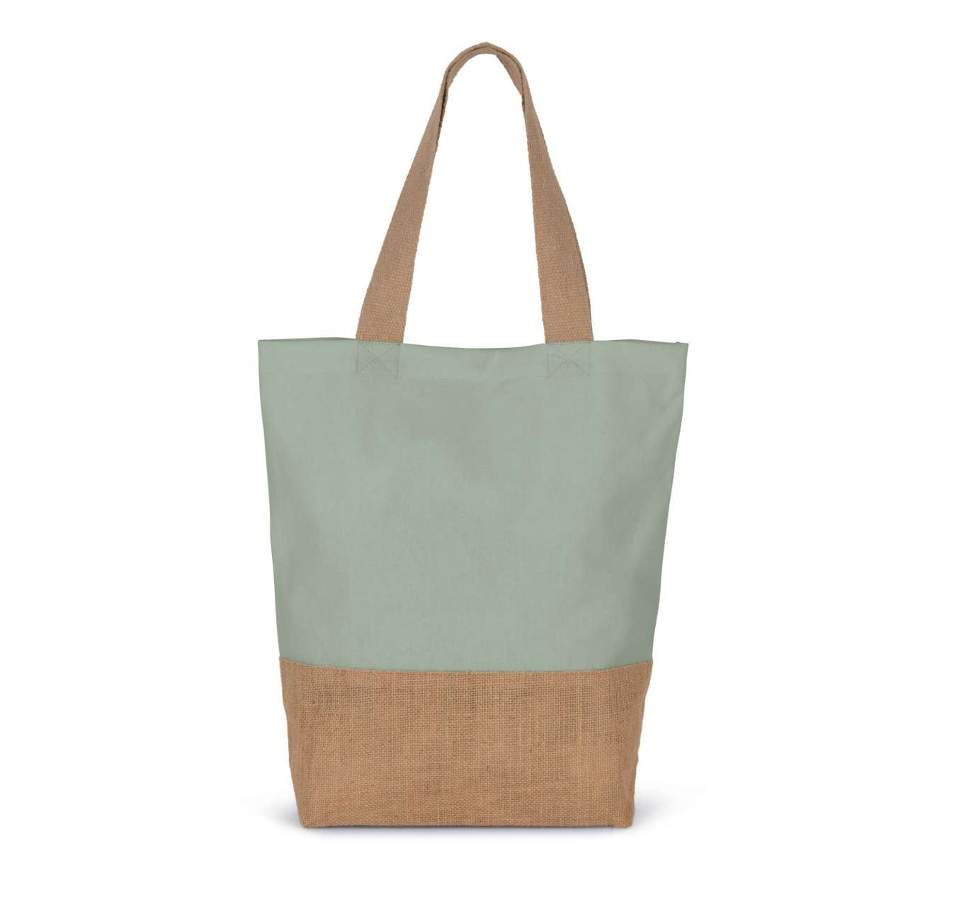 SHOPPING BAG IN COTTON AND BONDED JUTE THREADS - Sage/Natural - Main