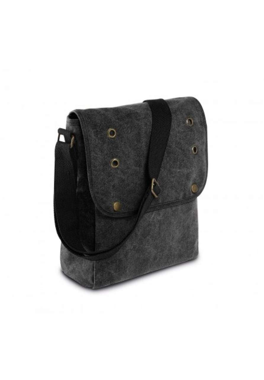 CANVAS SHOULDER BAG - Black - Main