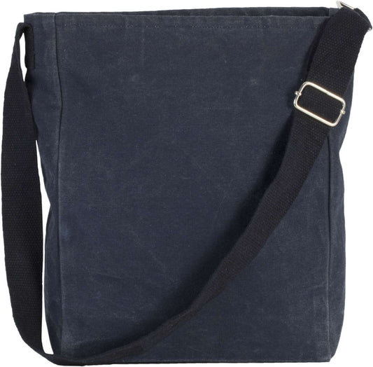 COTTON CANVAS SHOULDER BAG - Washed Blue Titanium - Main