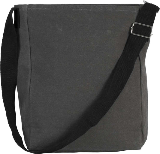 COTTON CANVAS SHOULDER BAG - Washed Dark Grey - Main
