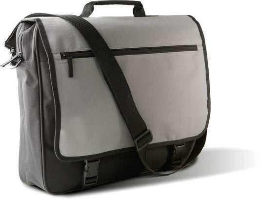 DOCUMENT BAG WITH FRONT FLAP - Black/Light Grey - Main