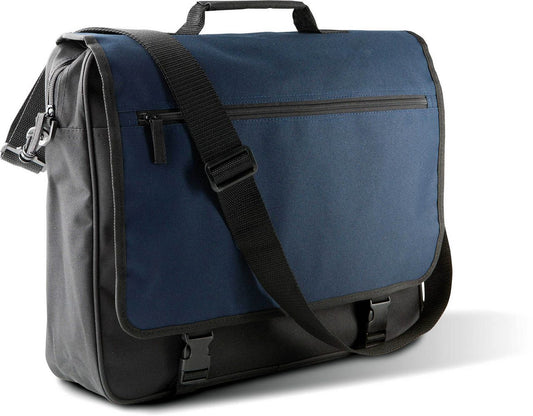 DOCUMENT BAG WITH FRONT FLAP - Black/Navy - Main