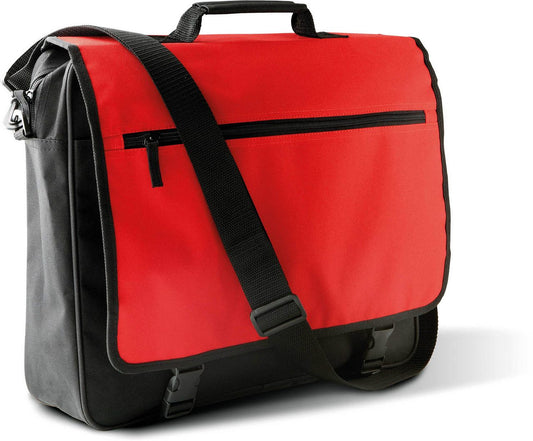 DOCUMENT BAG WITH FRONT FLAP - Black/Red - Main