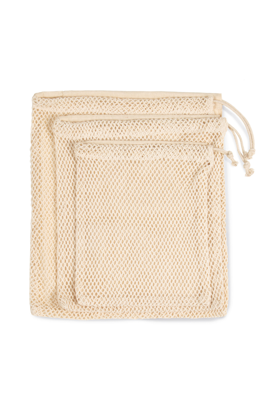 MESH BAG WITH DRAWSTRING CARRY HANDLE - Natural - Model