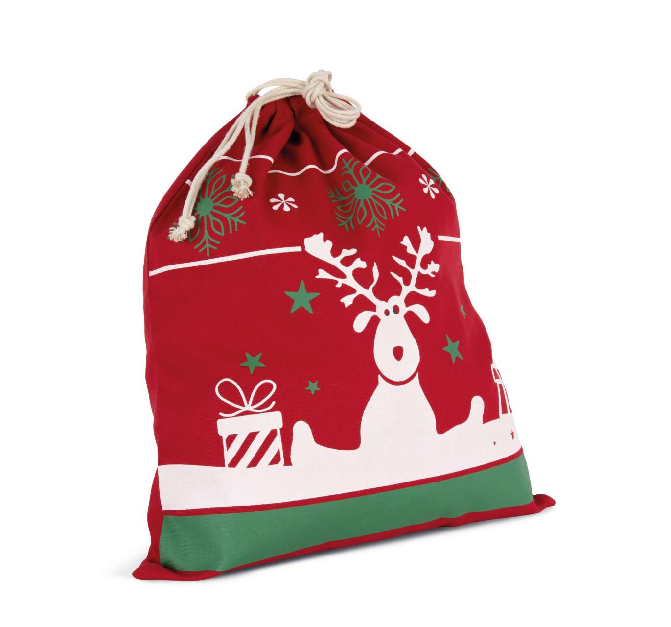 DRAWSTRING BAG WITH CHRISTMAS PATTERNS - Cherry Red - Model