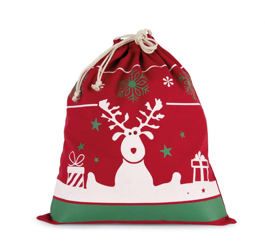 DRAWSTRING BAG WITH CHRISTMAS PATTERNS - Cherry Red - Main