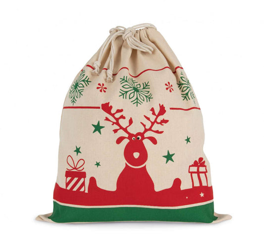 DRAWSTRING BAG WITH CHRISTMAS PATTERNS - Natural - Main