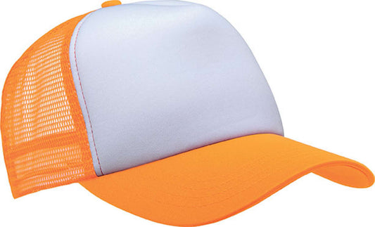 TRUCKER MESH CAP - 5 PANELS - White/Fluorescent Orange - Main