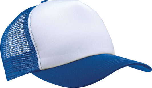TRUCKER MESH CAP - 5 PANELS - White/Royal Blue - Main