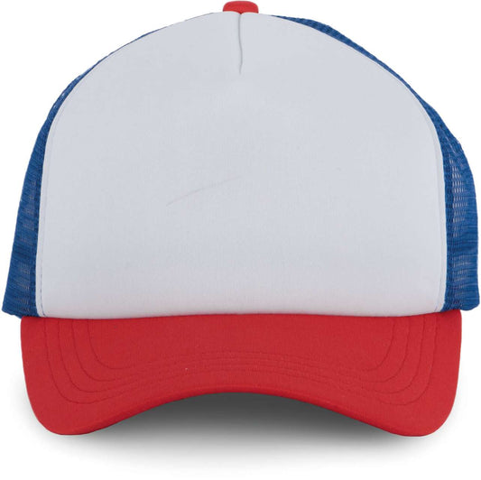 TRUCKER MESH CAP - 5 PANELS - White/French Red/Reflex Blue - Main