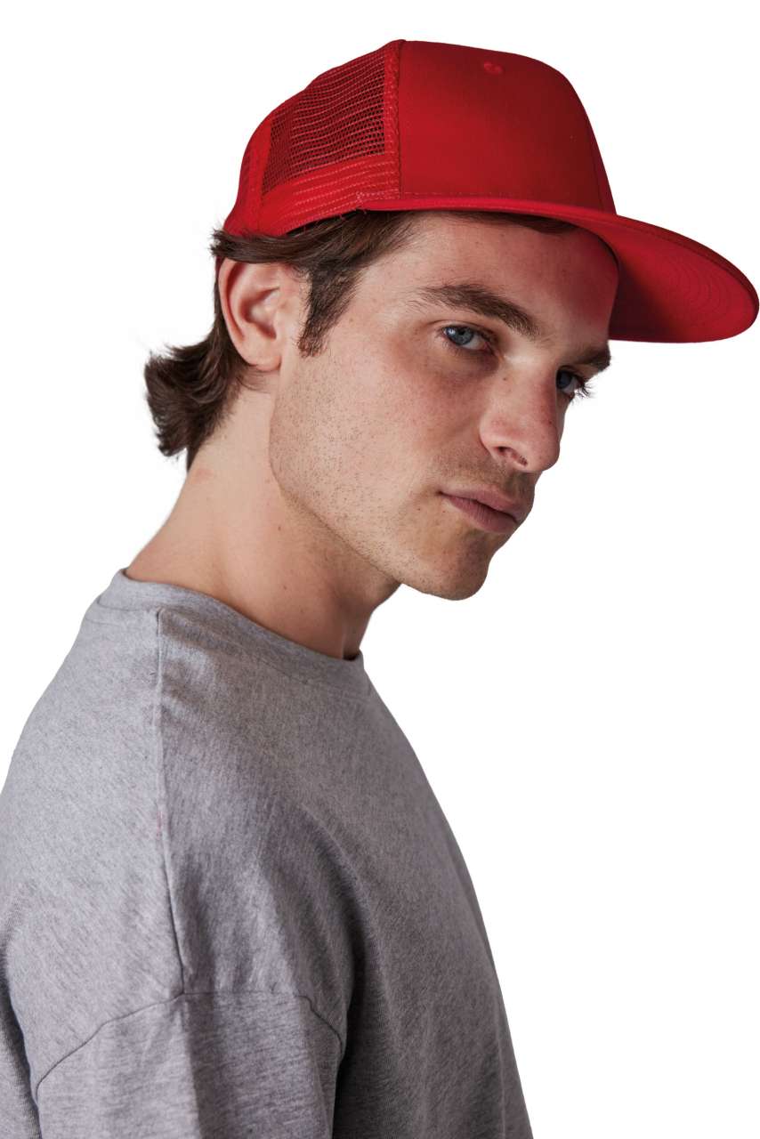 TRUCKER FLAT PEAK CAP - 6 PANELS - Black - Model