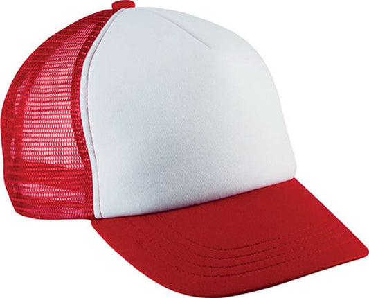 KIDS' TRUCKER MESH CAP - 5 PANELS - White/Red - Main