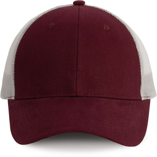 TRUCKER CAP - 6 PANELS - Burgundy/Light Grey - colorimageurl