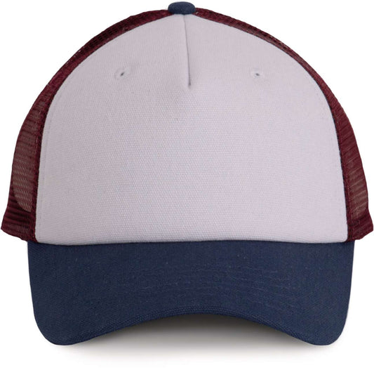 TRUCKER CAP - 5 PANELS - White/Indigo/Wine - colorimageurl