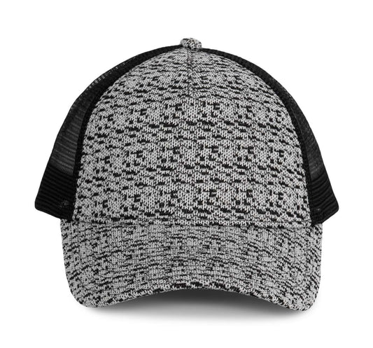 TRUCKER CAP - 5 PANELS - White&Black Heather/Black - Main