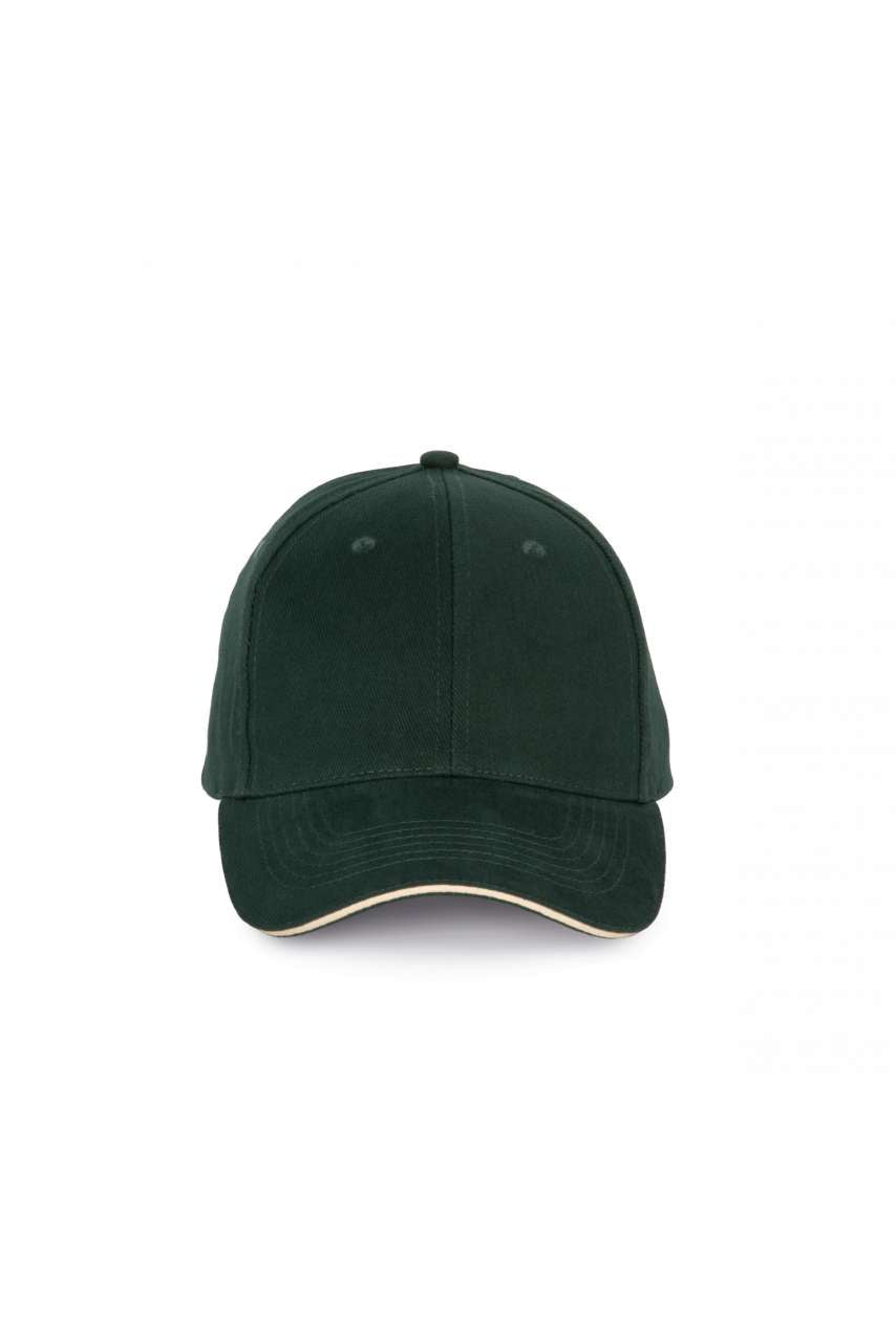 CAP WITH CONTRASTING SANDWICH PEAK - 6 PANELS - Forest Green/Beige - colorimageurl