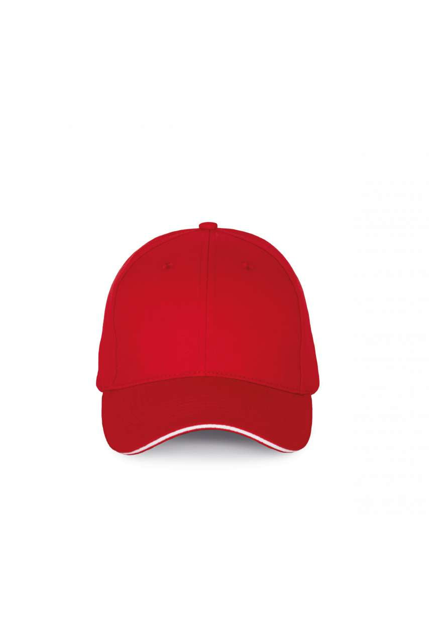 CAP WITH CONTRASTING SANDWICH PEAK - 6 PANELS - Red/White - colorimageurl