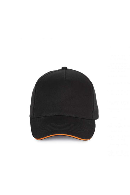 5 PANELS COTTON SANDWICH CAP - Black/Orange - colorimageurl