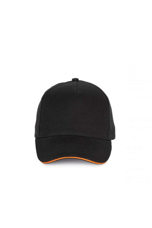 5 PANELS COTTON SANDWICH CAP - Black/Orange - colorimageurl