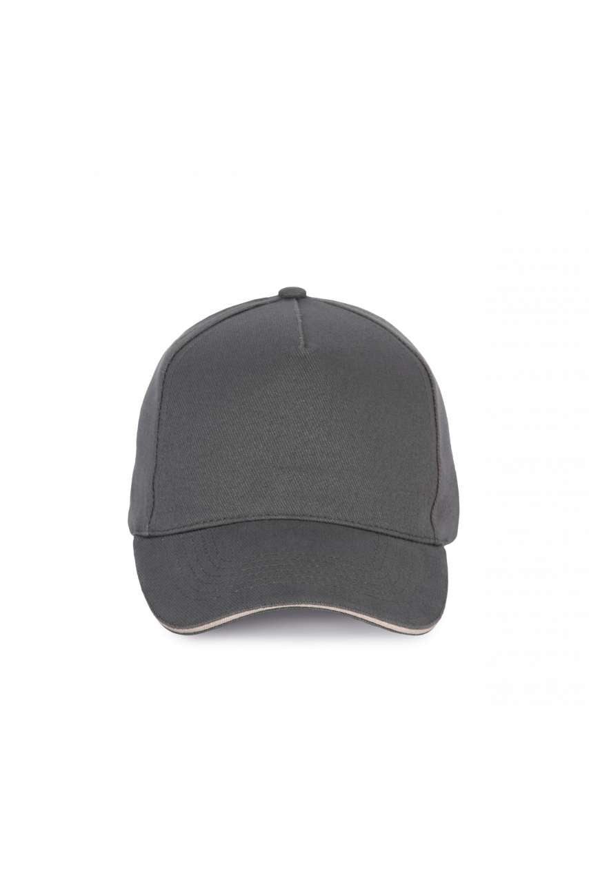 5 PANELS COTTON SANDWICH CAP - Dark Grey/Light Grey - colorimageurl