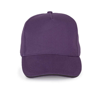 5 PANELS COTTON SANDWICH CAP - Purple/Dark Grey - colorimageurl