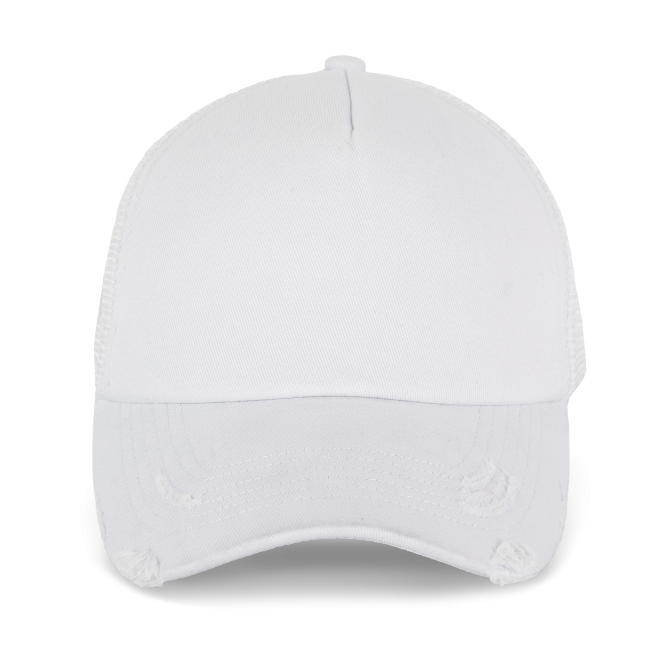 DESTROYED COTTON 5 PANEL TRUCKER WITH SOFT FRONT PANEL - Washed White - Main