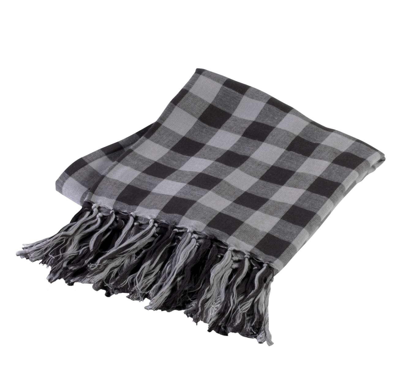 FRINGED SCARF - Dark Grey/Light Grey - Main